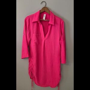Hot Pink Tunic Dress/Swimsuit Cover Up